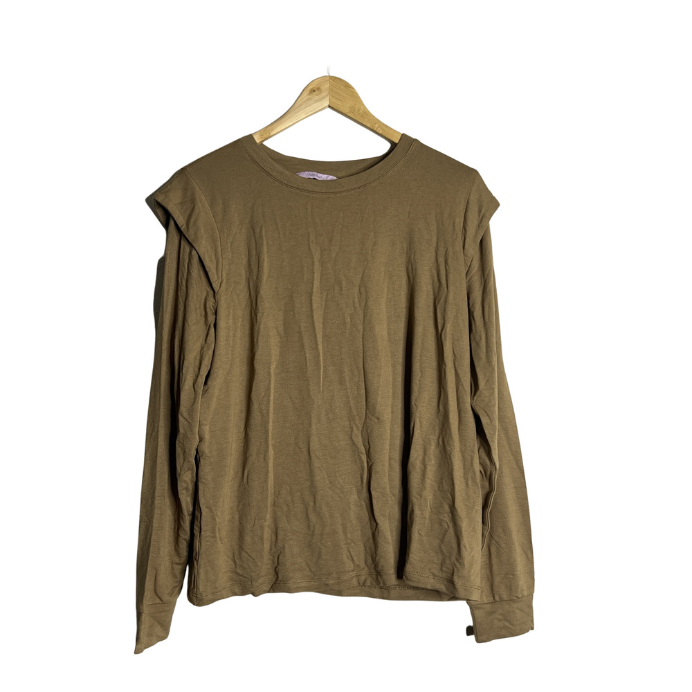 ANYBODY Long Sleeve Printed Top with Sleeve Detail Desert Olive M